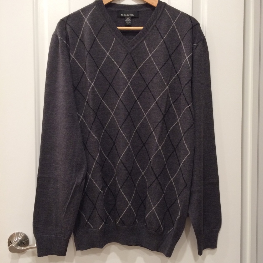 100% Extra Fine Merino Wool V-Neck Sweater | L
